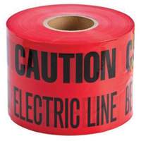 "Buried Electric Line" Identoline&reg; Underground Warning Tape, 6" W x 1000' L, Black on Red WestPier