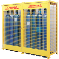 Gas Cylinder Cabinets, 20 Cylinder Capacity, 88" W x 30" D x 74" H, Yellow SAF848 | WestPier
