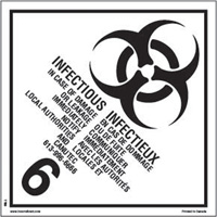 TDG Shipping Labels, Class 6.2, Infectious Substances, Vinyl WestPier