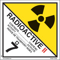 TDG Shipping Labels, Class 7, Radioactive II, Vinyl WestPier