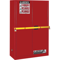 Armoire de rangement haute s&eacute;curit&eacute; avec barre en acier pour produits inflammables, 45 gal., 2 tablettes WestPier