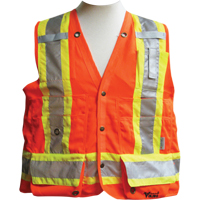 Surveyor Safety Vest, High Visibility Orange, Medium, Polyester WestPier