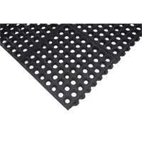 Tapis modulaire antifatigue, Nid d'abeilles, 3' x 3' x 1/2", Noir, Caoutchouc naturel WestPier