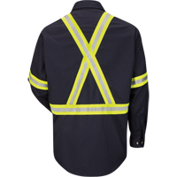 Work Shirt with Reflective Trim, Cotton/Nylon, Small, Navy Blue WestPier
