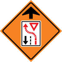 Yield Ahead Roll-Up Traffic Sign, 29-1/2" x 29-1/2", Vinyl, Pictogram WestPier