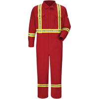 Flame-Resistant Deluxe Coveralls with Reflective Trim, Size 38, Red, 5.6 cal/cm² WestPier