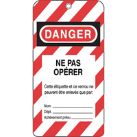 Lockout Tags, Plastic, 3" W x 5-3/4" H, French WestPier