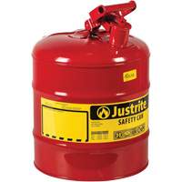 Safety Cans, Type I, Steel, 5 US gal., Red, FM Approved/UL/ULC Listed WestPier
