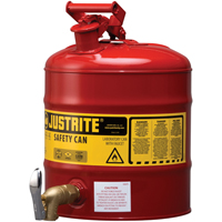 Bidon avec robinet s&eacute;curitaires pour laboratoires, Type I, Acier, 5 gal. US, Rouge, Homologu&eacute; FM WestPier