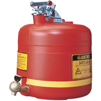 Bidon avec robinet s&eacute;curitaires pour laboratoires, Type I, Acier, 5 gal. US, Rouge, Homologu&eacute; FM WestPier