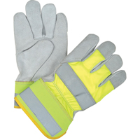 Gants d'ajusteur haute visibilit&eacute; de premi&egrave;re qualit&eacute;, Grand, Paume en Cuir de vache refendu, Doublure en Coton WestPier
