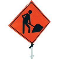 Men At Work Pole Sign, 24" x 24", Vinyl, Pictogram WestPier