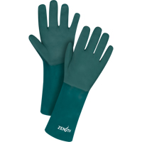 Double Dipped Green Gloves, 14" L, PVC, Cotton Jersey Inner Lining, 70-mil SEE801 | WestPier