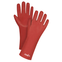 Red Smooth-Finish Chemical-Resistant Gloves, Size 9, 14" L, PVC, Interlock Inner Lining, 47-mil SEE805 | WestPier