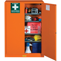 Emergency Preparedness Storage Cabinets, Steel, 4 Shelves, 65" H x 43" W x 18" D, Orange SEG861 | WestPier