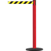 Advance TensaBarrier&reg; Barrier Post, Steel, 36" H, Black/Yellow Tape, 7.5' Tape Length WestPier
