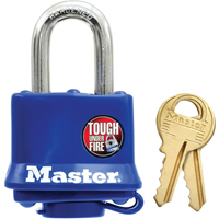Cadenas r&eacute;sistant aux intemp&eacute;ries, Bleu, Cl&eacute;s diff&eacute;rentes, Acier lamin&eacute;, Largeur de 1-9/16" WestPier
