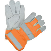 Gants d'ajusteur haute visibilit&eacute; de premi&egrave;re qualit&eacute;, Grand, Paume en Cuir de vache refendu, Doublure en Coton WestPier