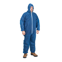 Hooded Coveralls, Medium, Blue, Polypropylene WestPier