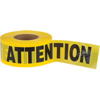 "Attention" Barricade Tape, Bilingual, 3" W x 1000' L, 1.5 mils, Black on Yellow SEK398 | WestPier