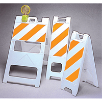 Barricades, Folding, 25" L x 45" H, Orange/White SEK538 | WestPier