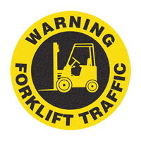 Panneau de signalisation au sol  Warning Forklift Traffic , Adh&eacute;sif, Anglais avec pictogramme WestPier