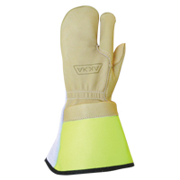 Lineman's 3-Finger Gloves, Medium, Grain Cowhide Palm SGE178 | WestPier