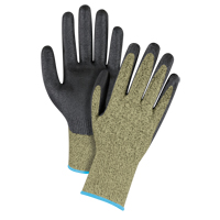 Gants &eacute;lastiques sans coutures r&eacute;sistants &agrave; la coupe noir & jaune, Taille T-Grand/10, Calibre 13, Rev&ecirc;tement Mousse de nitrile, Enveloppe en Aramide, ASTM ANSI niveau A6 WestPier