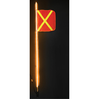 Fanions DEL robustes Safety Whip, Fixation Attelage, Hauteur 6, Orange avec X r&eacute;fl&eacute;chissant WestPier