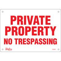 "Private Property" Sign, 7" x 10", Plastic, English WestPier