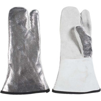 One Finger Heat Resistant Mitt, Aluminized/Kevlar&reg;/Leather, One Size, Protects Up To 650°F (343°C) WestPier