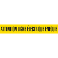 "Attention Ligne Électrique Enfouie" Barricade Tape, French, 3" W x 1000' L, Black on Yellow SGQ360 | WestPier