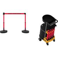 Plus Portable Barrier System Cart Package with Tray, 75' L, Metal/Plastic, Red SGQ814 | WestPier