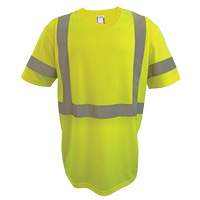 Short Sleeve Safety T-Shirt, Polyester, 2X-Large, High Visibility Lime-Yellow WestPier
