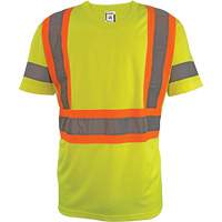 Short Sleeve Safety T-Shirt, Polyester, 2X-Large, High Visibility Lime-Yellow WestPier