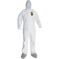 KleenGuard™A45 Liquid & Particle Protection Coveralls with Anti-Slip Shoe, Large, Grey/White, Microporous SGX293 | WestPier