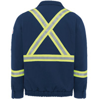 Men's Lined Bomber Jacket with Reflective Trim, Small, Navy Blue, 29 cal/cm² WestPier