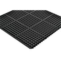 Cushion-Ease&reg; 550 Interlocking Anti-Fatigue Mat, Slotted, 3' x 3' x 3/4", Black, Rubber WestPier