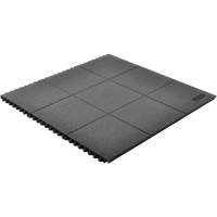 Cushion-Ease&reg; Interlocking Anti-Fatigue Mat, Pebbled, 3' x 3' x 3/4", Black, Natural Rubber WestPier
