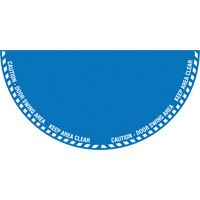 Signalisation au sol ?Caution? (attention) pour porte battante en demi-cercle, Adh&eacute;sif, Anglais avec pictogramme WestPier