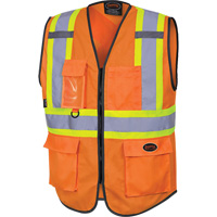 6958 Zipper Front Safety Vest, High Visibility Orange, Small, Polyester WestPier