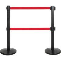 Dual Belt Crowd Control Barrier, Steel, 35" H, Red Tape, 7' Tape Length SHA661 | WestPier