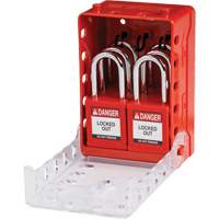 Boîte de cadenassage de groupe ultra compacte avec cadenas de s&eacute;curit&eacute; en nylon, Rouge WestPier