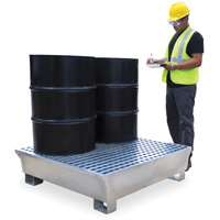 4-Drum Steel Ultra-Spill Pallet&reg;, 68 US gal. Spill Capacity, 49.1" x 47.1" x 10.9" WestPier