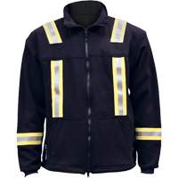Flame Resistant Striped Full Zip Fleece Jacket, Small, Navy Blue WestPier