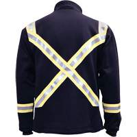 Flame Resistant Striped Full Zip Fleece Jacket, Small, Navy Blue WestPier