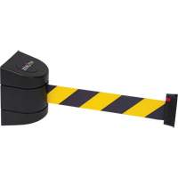 Wall Mount Barrier with Tape Cassette, Plastic, Magnetic Mount, 15', Black and Yellow Tape SHH170 | WestPier