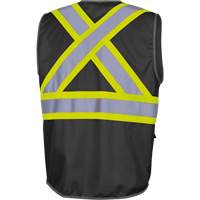 6959BK Tricot High-Visibility Safety Vest with Zipper Closure, Black, X-Small, Polyester WestPier