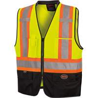 6895 High-Visibility Zip Front Bi-Colour Safety Vest, Black/High Visibility Lime-Yellow, 2X-Large/3X-Large, Polyester WestPier
