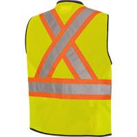 6895 High-Visibility Zip Front Bi-Colour Safety Vest, Black/High Visibility Lime-Yellow, 2X-Large/3X-Large, Polyester WestPier